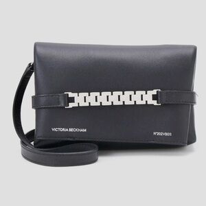 VICTORIA BECKHAM Black Lambskin Leather Mini Pouch Clutch Crossbody Bag